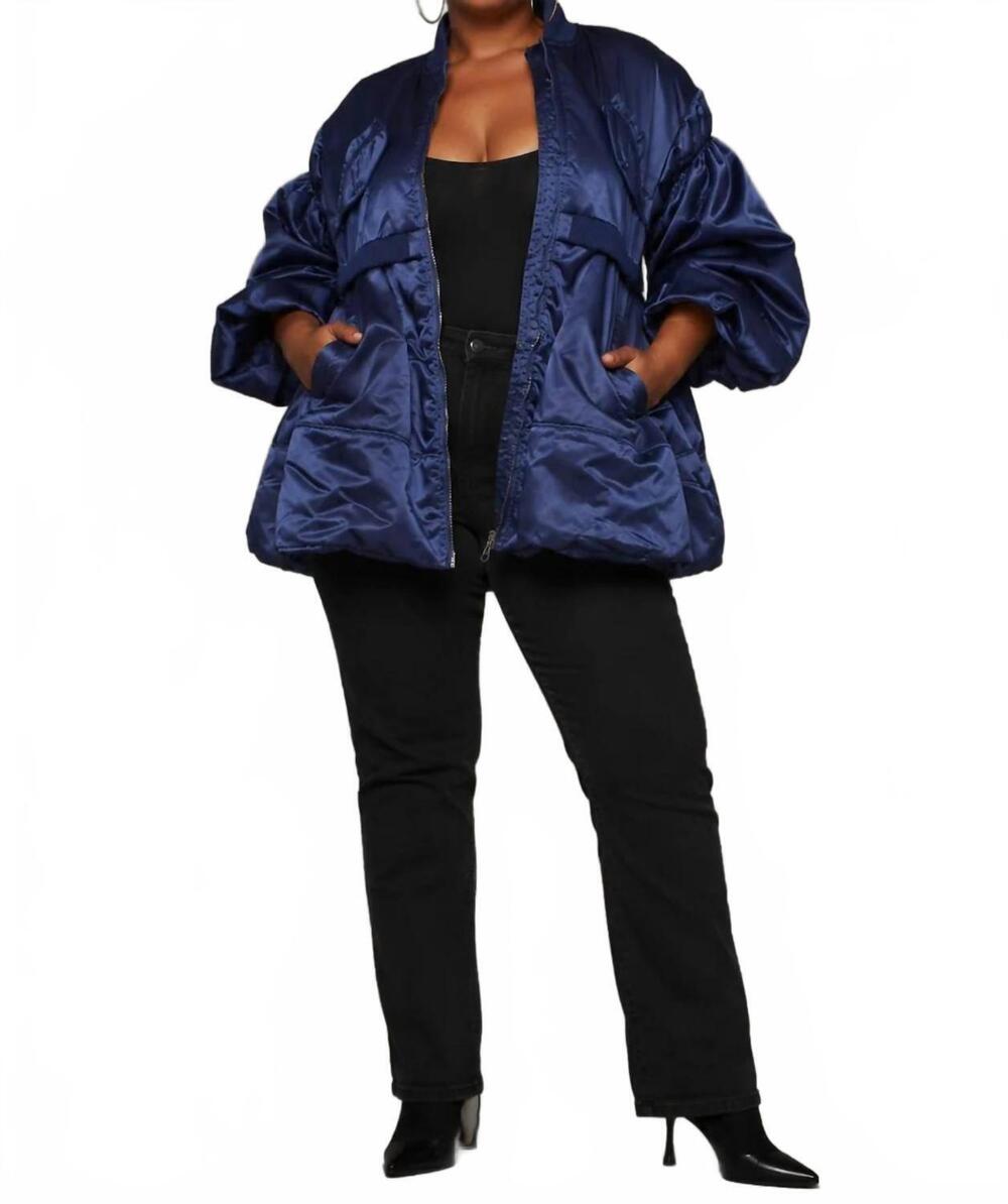 NEW FOR HER NYC new woven jacket with contrasting lining in navy/silver